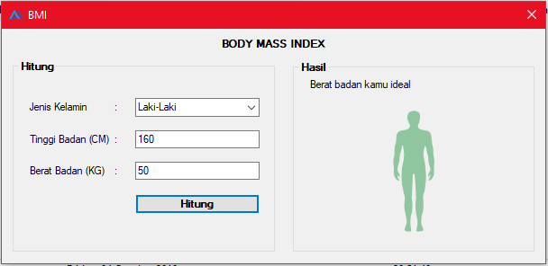 Project Body Mass Index Calculation Application for Desktop